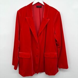 Lane Bryant Blazer Jacket Coat Size 26 Stretch Red Velvet Holiday‎ Tomato Girl